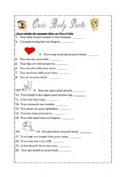 English Worksheet: Body Parts Quiz