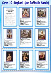 English Worksheet: Cards 10 - Raffaello Sanzio