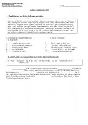 English Worksheet: reading comprehension