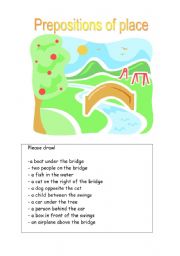prepositions of place - read and draw activity