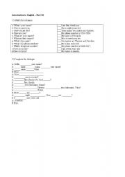 English Worksheet: Introducing English