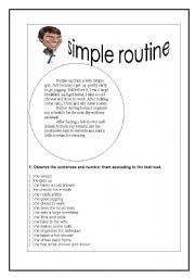 English Worksheet: Simple Routine