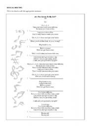 English Worksheet: SONG: Are you gonna be my girl  - Jet (with key) 