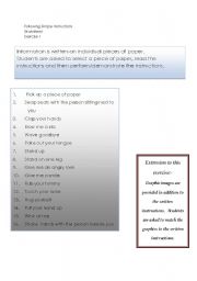 English worksheet: Following Instructions