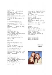 English Worksheet: Song: Save me - Hansons