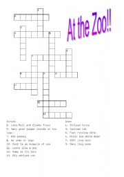 English Worksheet: Zoo Crossword