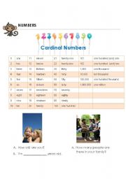 English worksheet: Numbers