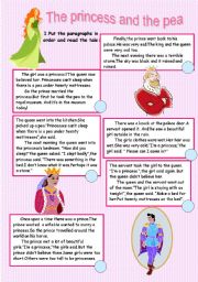 English Worksheet: The princess and the pea ( reading comprehension+writing)