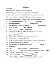 English Worksheet: Obligation