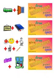 English Worksheet: Classroom instructions - picture cards 2