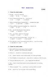 English worksheet: Modal Verbs