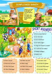 English Worksheet: SUNFLOWER RANCH - SHORT ANSWERS