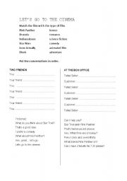 English Worksheet: Lets go to the cinema role play