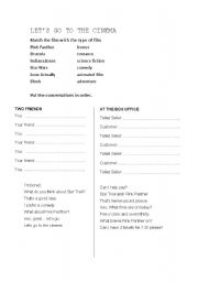 English worksheet: Lets go to the cinema role play