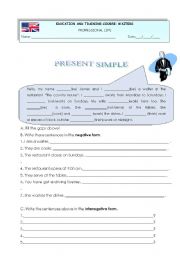 English Worksheet: Present Simple (waiters)