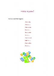 English worksheet: Make a poem