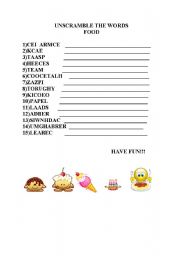 English worksheet: YUMMY FOOD