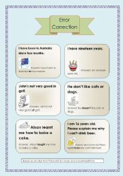 English Worksheet: Error Correction Pairwork