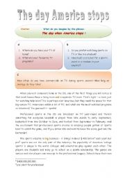 English Worksheet: The day America stops - Sports in the US and in other countries (2 pages)