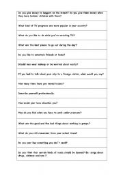 English worksheet: Bag of questions
