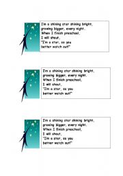 English Worksheet: Preschool song