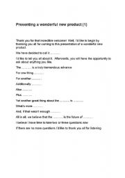 English Worksheet: Presenting a wonderful new product 