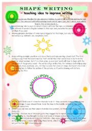 English Worksheet: SHAPE WRITING - a fun and creative teaching idea to improve writing skills