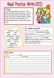 English Worksheet: Read  Practice  Write ( VII )