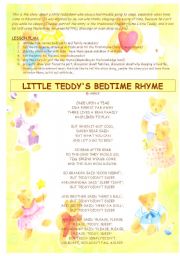 English Worksheet: LITTLE TEDDYS BEDTIME RHYME - story in rhyme