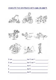 English Worksheet: CAN or CANT