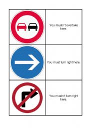 English Worksheet: road signs - must and mustnt 1/4