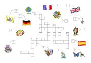 English Worksheet: School Subjects Crossword