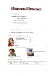 English worksheet: Names and Surnames