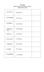 English worksheet: Telling the Time