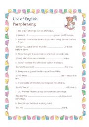 Use of English paraphrasing FCE