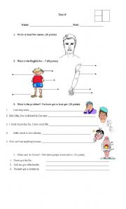 English Worksheet: Test ( human  body)