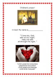 English worksheet: Childrens prayer