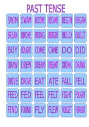 English Worksheet: PAST TENSE MEMORY GAME