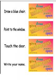 English Worksheet: Classroom instructions - word cards 1