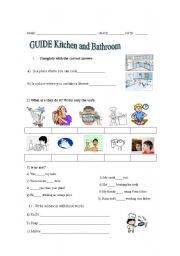 English Worksheet: kitchen and bathroom