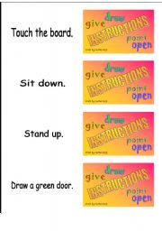 English Worksheet: Classroom instructions - word cards 3