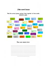 English Worksheet: Job word boxes