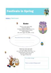 English Worksheet: Easter Bunny poem