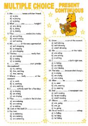 English Worksheet: MULTIPLE CHOICE (2) PRESENT CONTINUOUS