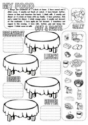 English Worksheet: MY FOOD CUT & PASTE (1)