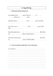 English worksheet: In my family