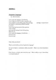English Worksheet: Poetry discussion and creative writing 