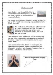 English Worksheet: Problems on a boat: a story in the past simple 