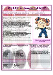 English Worksheet: What is Karen like?