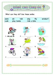English Worksheet: What can they do?